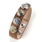 Mini Leather Bracelet with Metal Button Charm, Smile Face & Heart, Set of 5