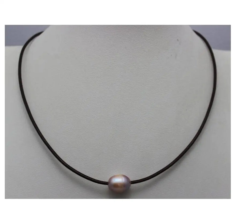 Purple Freshwater Pearl Necklace 10x12mm 17INCH