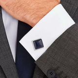 Square Agate Silver Cufflinks