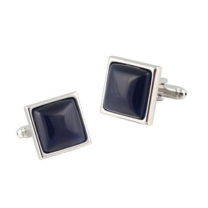 Square Agate Silver Cufflinks