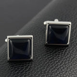 Square Agate Silver Cufflinks