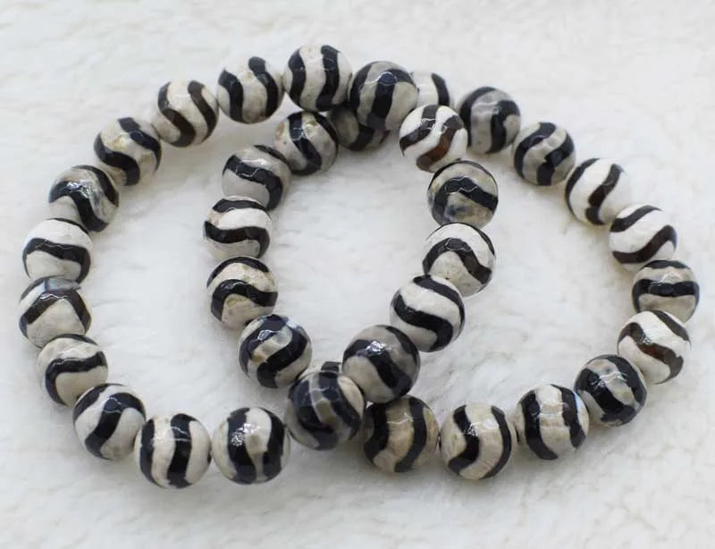 Veins Agate Round 10mm Bracelet 7.5inch Beads Nature