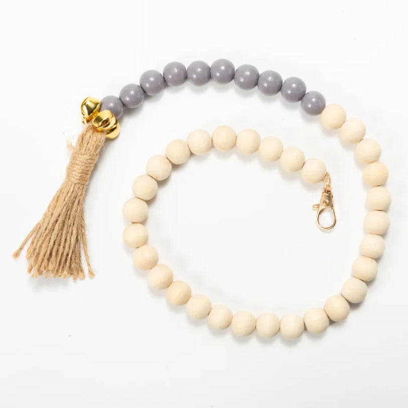 Grey Wood Beads Beaded Curtain Straps Home Decoration