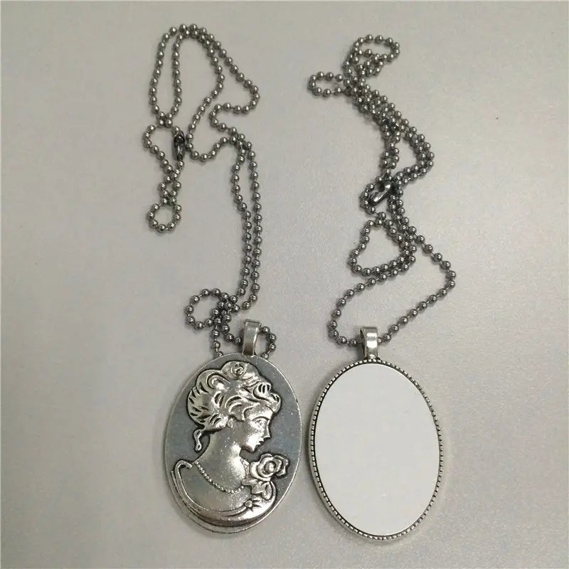 Vintage Retro Goddess Head Sublimation Necklace Pendant Customizable