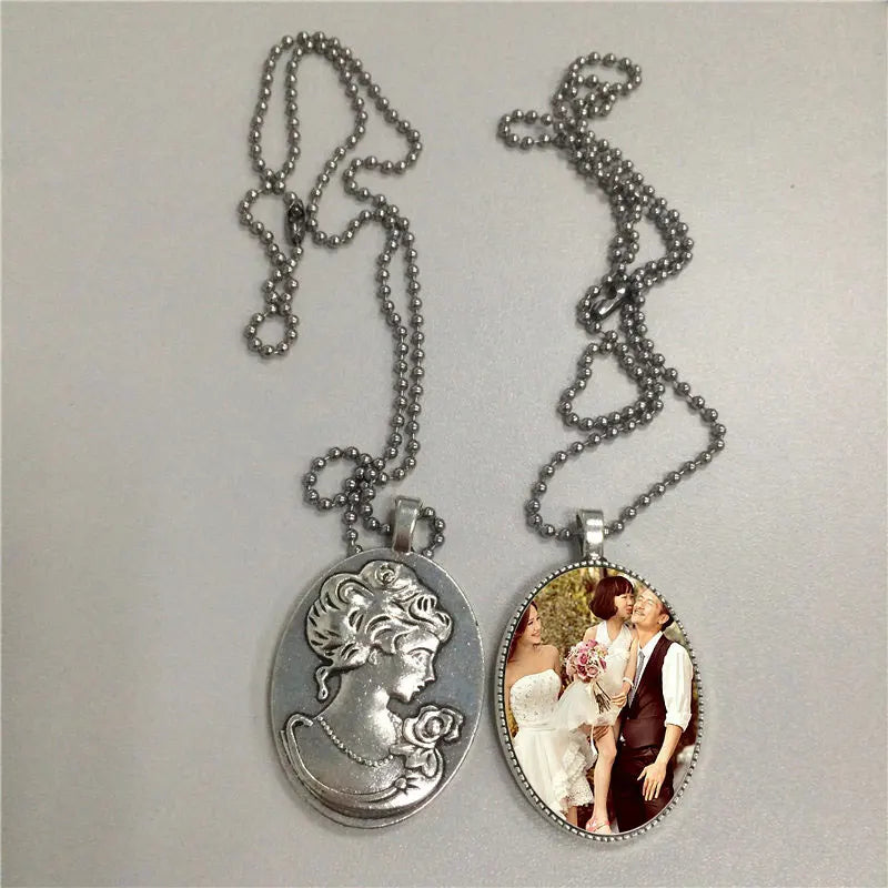 Vintage Retro Goddess Head Sublimation Necklace Pendant Customizable