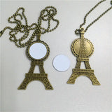 Vintage Retro Iron Tower Sublimation Necklace Pendant - Customizable DIY Jewelry
