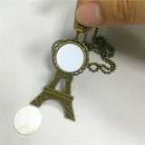 Vintage Retro Iron Tower Sublimation Necklace Pendant - Customizable DIY Jewelry