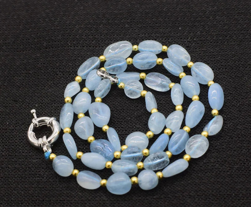 Aquamarine Baroque Beads Necklace 19 Inch