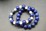 LAPIS LAZULI/WHITE PEARL 12mm Bracelet 7.5in