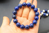 LAPIS LAZULI/WHITE PEARL 12mm Bracelet 7.5in