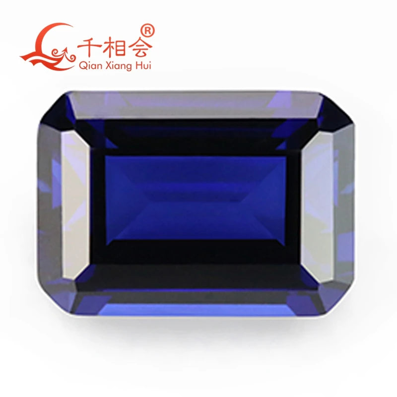 Rect. Shape Emerald Cut Artificial Sapphire Corundum Gemstone for Jewelry Making