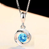 Zircon S925 Sliver Necklace Sapphire Jewelry Pendant