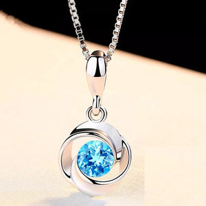Zircon S925 Sliver Necklace Sapphire Jewelry Pendant