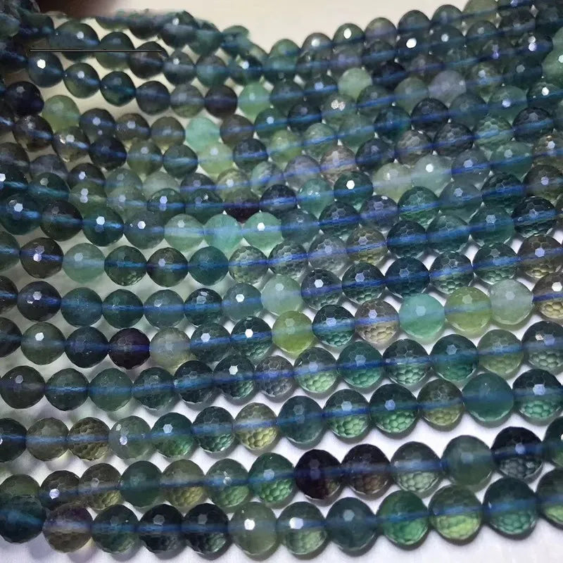 Fluorite Loose Beads Round Faceted 8mm for Jewelry Making 14 Inch