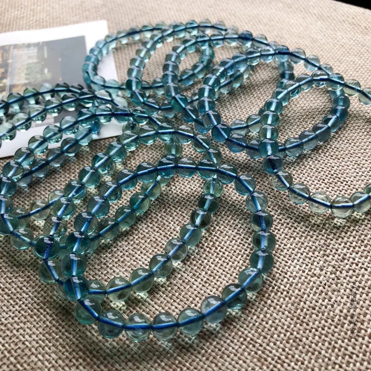 Fluorite Round Bead Bracelet 7.5-Inch Handcrafted Nature Beads