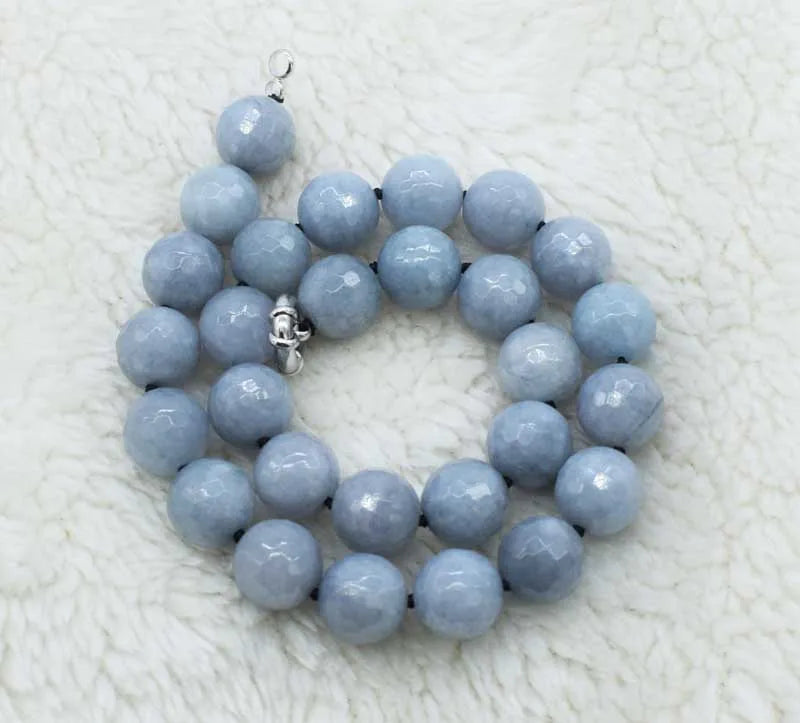 Jade Faceted Round 14mm Necklace 18inch