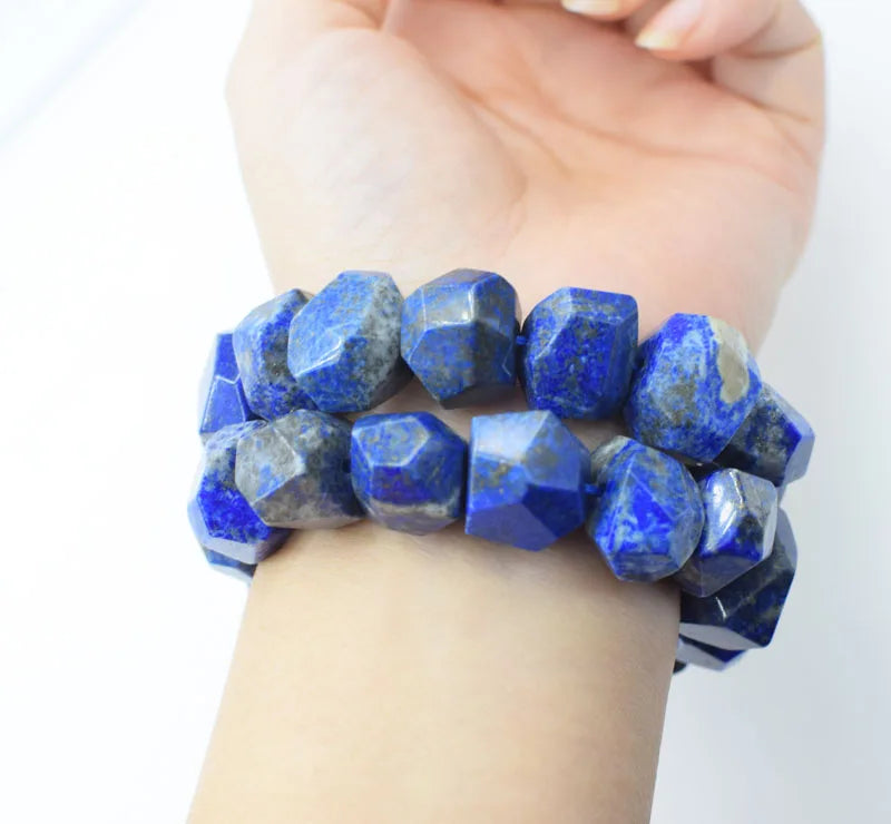 Lapis Baroque Faceted 13*18mm Bracelet 7.5inch Gemstone Beads