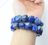 Lapis Baroque Faceted 13*18mm Bracelet 7.5inch Gemstone Beads