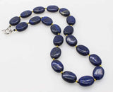 Lapis & Freshwater Pearl Necklace 21 inch Beads Nature Woman