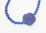 Lapis Lazuli Flower Choker Necklace 16.5inch Beads Nature Woman