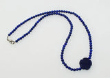 Lapis Lazuli Flower Choker Necklace 16.5inch Beads Nature Woman