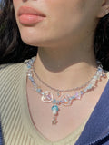 Mushroom Crystal Choker Necklace Grunge Charm