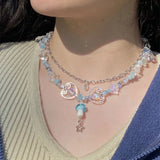 Mushroom Crystal Choker Necklace Grunge Charm