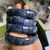 Natural Dumortierite Stone Beads Bracelet Gemstone Jewelry Bangle