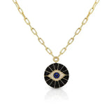 CZ Paved Evil Eye Pendant Necklace with Chain