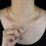 CZ Paved Evil Eye Pendant Necklace with Chain