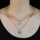 CZ Paved Evil Eye Pendant Necklace with Chain