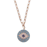 CZ Paved Evil Eye Pendant Necklace with Chain