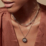 CZ Paved Evil Eye Pendant Necklace with Chain