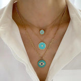 CZ Paved Evil Eye Pendant Necklace with Chain