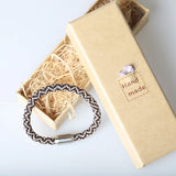 Bohemia Boho Brown&White Weave Bracelet Bangle with Clasp