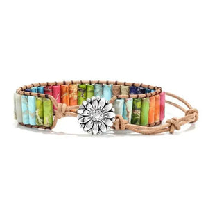 Bohemia Bracelet Amazonite Vintage Leather Wrap