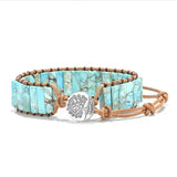 Bohemia Bracelet Amazonite Vintage Leather Wrap