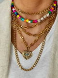 Pink Heart Pendant Choker Layer Necklace for Women