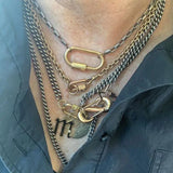 Boho Freshwater Pearl Tennis Necklace with Carabiner Clasp