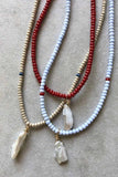 Boho Pearl Choker Periwinkle Pendant Necklace Women Seed Bead Collar