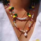 Boho Pearl Choker Periwinkle Pendant Necklace Women Seed Bead Collar
