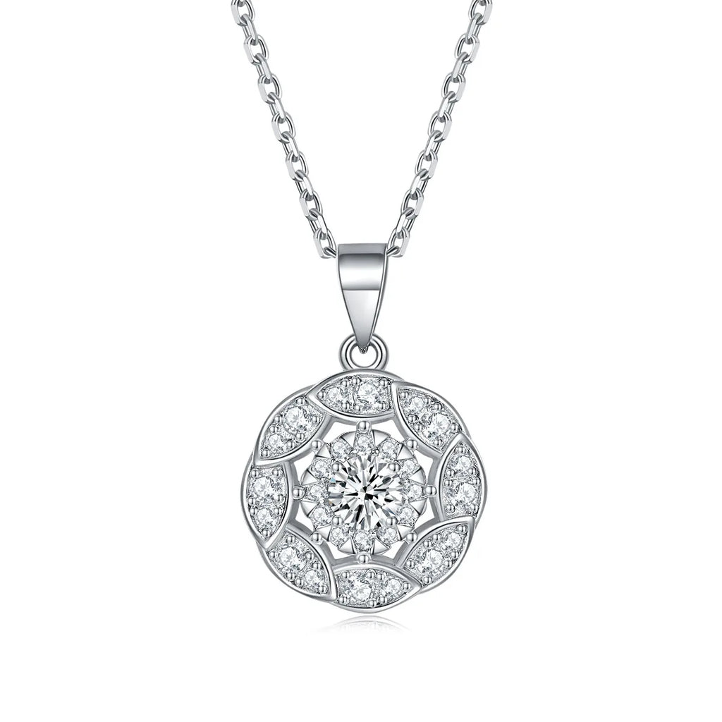 S925 Sterling Silver Round Border Necklace Pendant