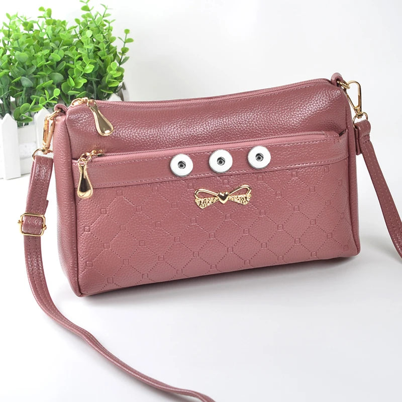 Bow-Knot PU Leather Snap Button Jewelry Bag for Women - QB2106