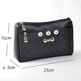 Bow-Knot PU Leather Snap Button Jewelry Bag for Women - QB2106