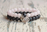 Couple Matching Pink Bracelets - His Hers Anniversary Wedding Bracelet