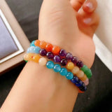 Gemstone Beads Bracelet Amethyst Lapis Lazuli Aventurine Natural Stone Jewelry