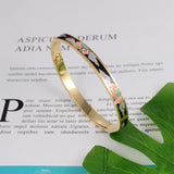 Colorful Enamel Peony Flower Bracelet, Gift for Mother