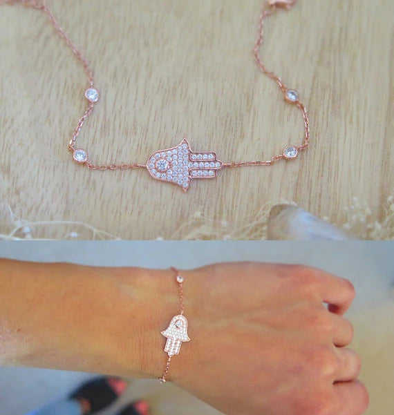 Women's CZ Zirconia Crystals Bracelets Rose Hand Jewelry