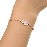 Women's CZ Zirconia Crystals Bracelets Rose Hand Jewelry