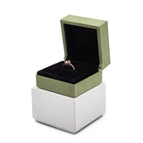 Green Suede Jewelry Box Set with Four-Leaf Clover Necklace